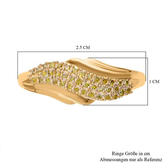 Gelber Diamant Ring, 925 Silber Gelbgold Vermeil (Größe 20.00) ca. 0.25 ct