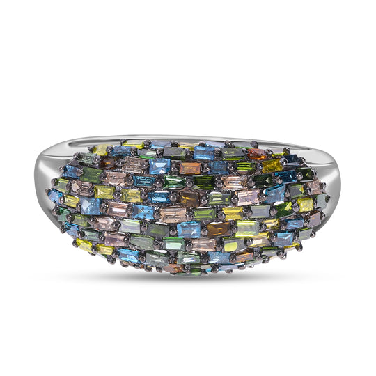 Natürlicher Champagner Diamant P3, Roter Diamant Ringe 925 Silber platiniert (Größe 17.00) ca. 1.00 ct