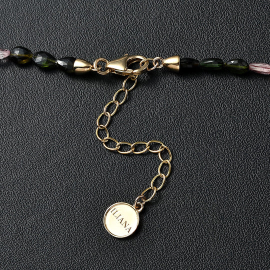 AAAA Mehrfarbig-Turmalin Halskette ca. 45 cm+ 5 cm extender, AGI zertifiziert, 750 Gold ca. 50.00 ct