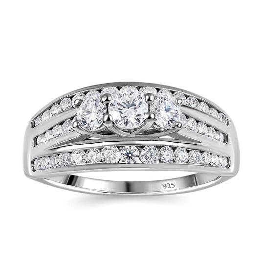 Moissanit Ring, 925 Silber platiniert, (Größe 18.00), ca. 1.77 ct