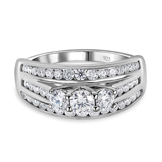 Moissanit Ring, 925 Silber platiniert, (Größe 18.00), ca. 1.77 ct
