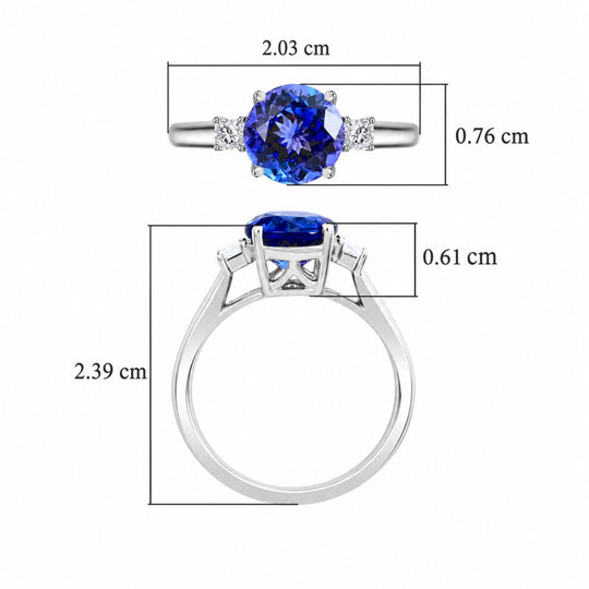 Rhapsody AAAA Tansanit, Weißer Diamant AGI zertifiziert Ring 950 Platin (Größe 20.00) (10-15 Werktage Lieferzeit) ca. 2.00 ct