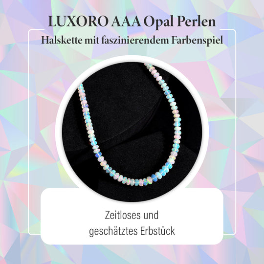 AAA Natürlicher, äthiopischer Welo Opal Halskette ca. 45 cm 585 Gold ca. 48,75 ct.