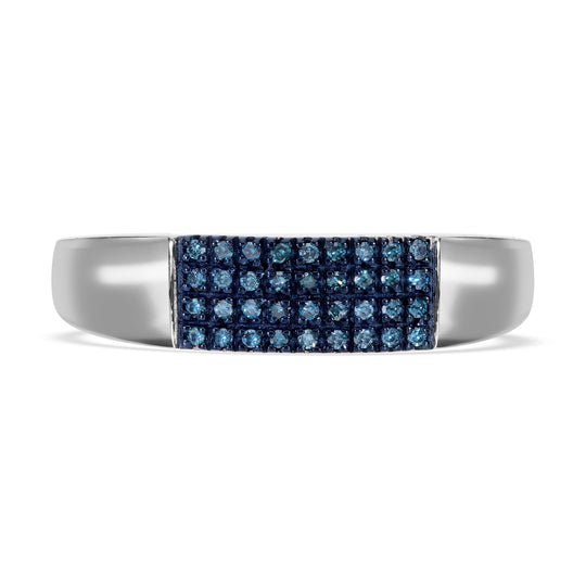 Blauer Diamant (IR) Ring, 925 Silber platiniert, (Größe 18.00), (10-15 Werktage Lieferzeit) ca. 0.20 ct