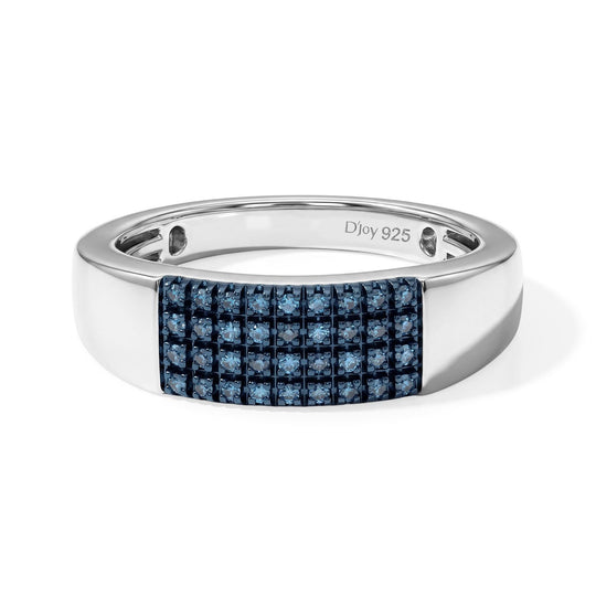 Blauer Diamant (IR) Ring, 925 Silber platiniert, (Größe 18.00), (10-15 Werktage Lieferzeit) ca. 0.20 ct