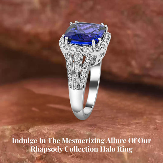 AAAA Tansanit, Weißer Diamant AGI zertifiziert Ring 950 Platin (Größe 17.00) ca. 5.65 ct