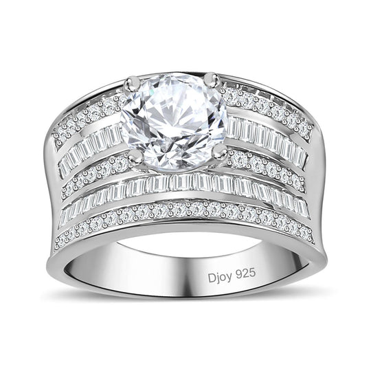 Moissanit Ring, 925 Silber platiniert (Größe 16.00) ca. 3.59 ct