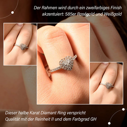 Weißer Diamant I1 Ringe 585 Gold (Größe 19.00) ca. 0,50 ct