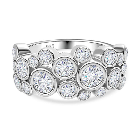 Moissanit Ring, 925 Silber platiniert, (Größe 17.00) ca. 1.26 ct