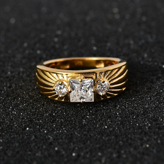 Moissanit Ring, 925 Silber Gelbgold Vermeil (Größe 16.00) ca. 0.88 ct