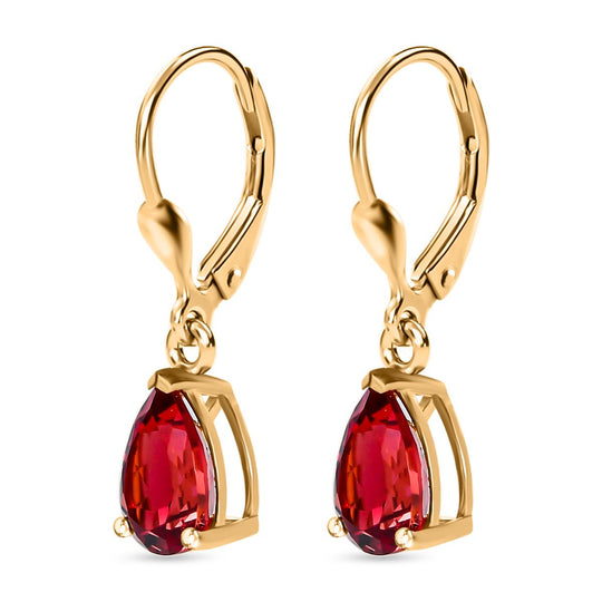 Lab Created Padparadscha-Saphir Ohrringe 925 Silber Gelbgold Vermeil ca. 5,56 ct.