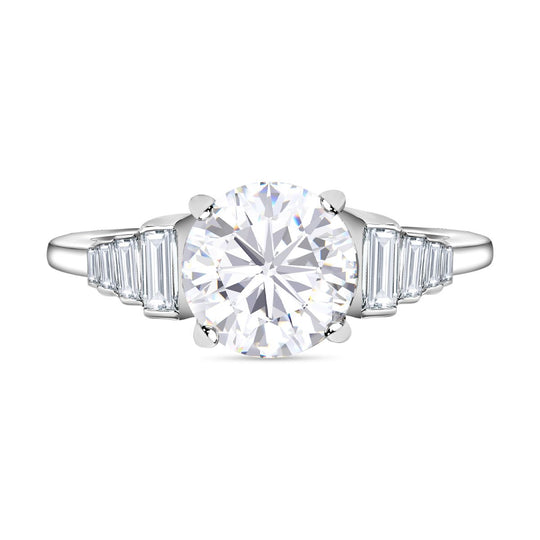 Moissanit Ring, 925 Silber platiniert, (Größe 19.00), ca. 2.54 ct