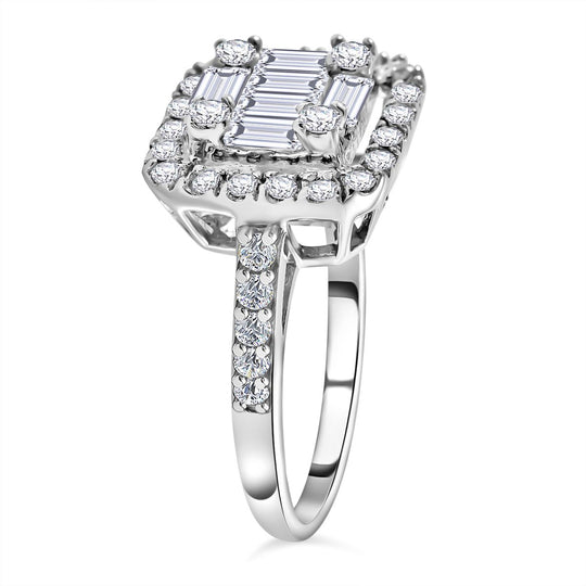 Moissanit Ring, 925 Silber platiniert, (Größe 18.00), ca. 1.27 ct