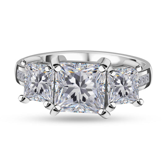 Moissanit Ring, 925 Silber platiniert, (Größe 17.00), ca. 3.33 ct