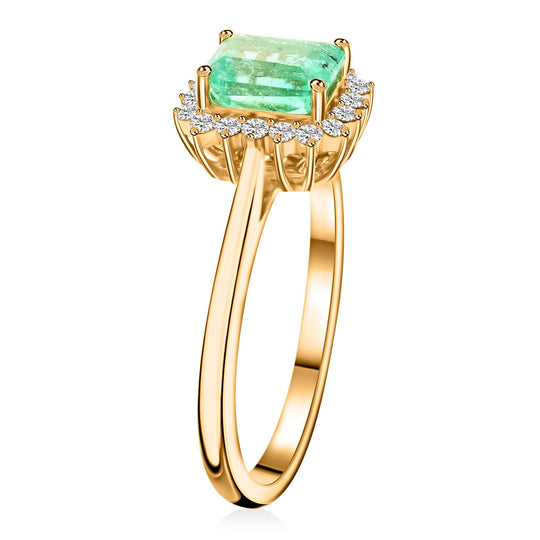 Iliana AAA Kolumbianischer Smaragd, Weißer Diamant Ring 750 Gold (Größe 18.00) ca. 1,55 ct
