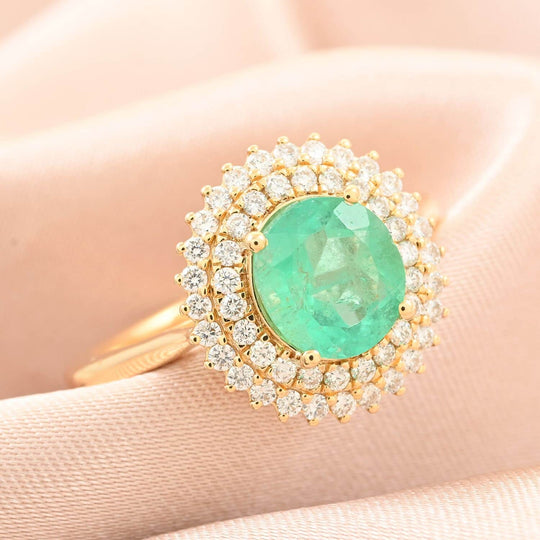 Iliana AAA Kolumbianischer Smaragd, Weißer Diamant Ring 750 Gold ca. 2,00 ct
