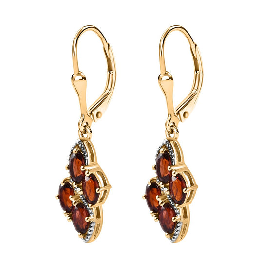 Mosambik Granat Ohrringe 925 Silber Gelbgold Vermeil ca. 2,42 ct.