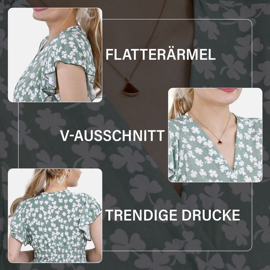 Jumpsuit mit gesmokter Taille und Flatterärmel, 70's