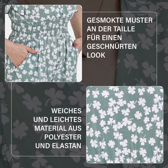 Jumpsuit mit gesmokter Taille und Flatterärmel, 70's