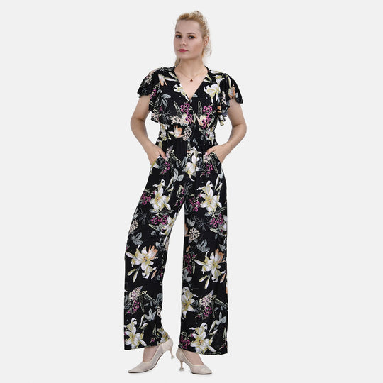 Jumpsuit mit gesmokter Taille und Flatterärmel, 70's