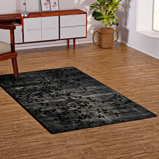 Stilvoller Webteppich Hochflor-Polyester, 91 x 152 cm, Creme