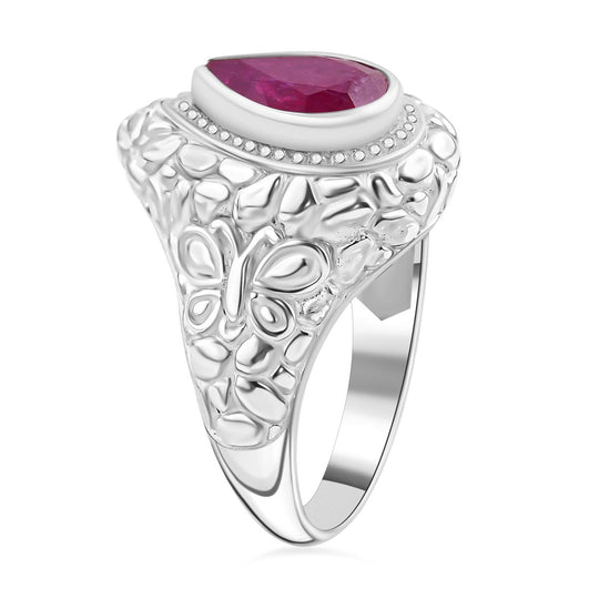 Afrikanischer Rubin (Fissure gefüllt) Ring 925 Silber (Größe 17.00) ca. 4,38 ct