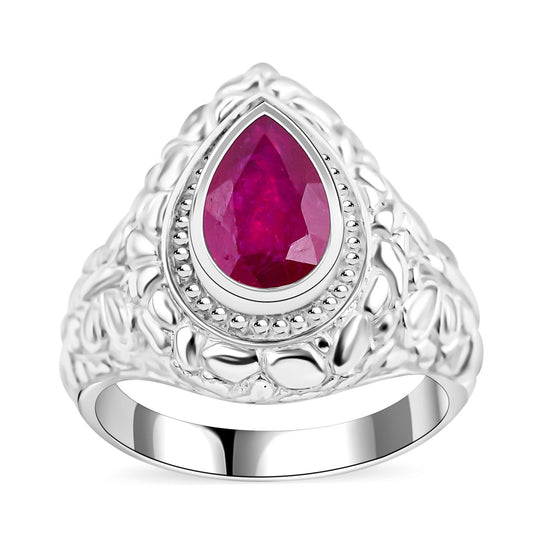 Afrikanischer Rubin (Fissure gefüllt) Ring 925 Silber (Größe 17.00) ca. 4,38 ct