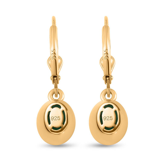 Smaragd-Triplette-Quarz Ohrringe 925 Silber Gelbgold Vermeil ca. 3,10 ct.