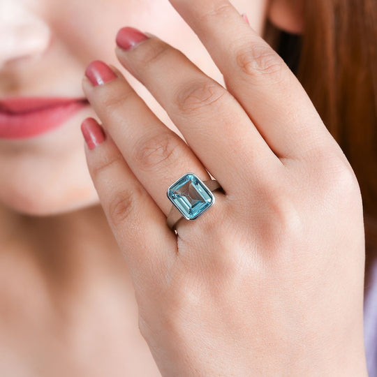 Himmelblauer Topas Ring, Edelstahl, , ca. 5.29 ct