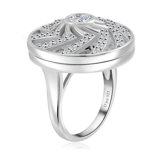 Moissanit Ring 925 Silber platiniert (Größe 20.00) ca. 1.62 ct