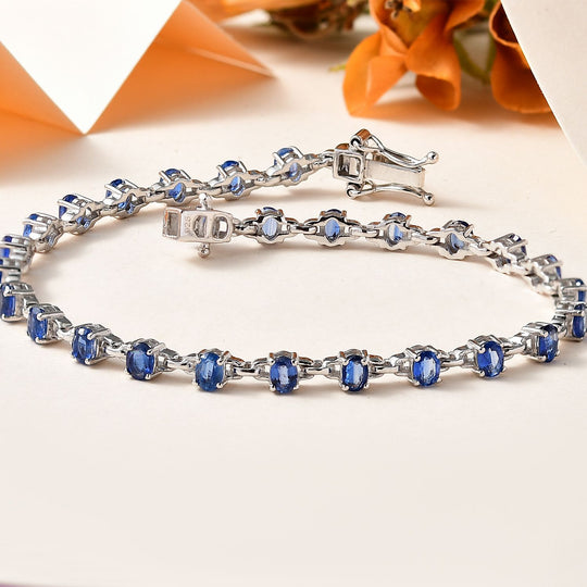 Kyanit Armband ca. 20 cm 925 Silber rhodiniert ca. 5,75 ct.