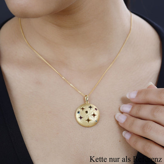 AA Mehrfarbiger-Turmalin Anhänger, 925 Silber Gelbgold Vermeil ca. 0.69 ct