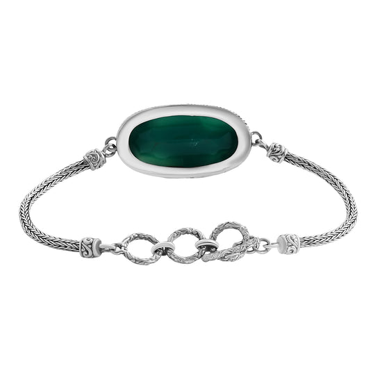 Verde Onyx Armband ca. 19 cm 925 Silber ca. 20,96 ct.