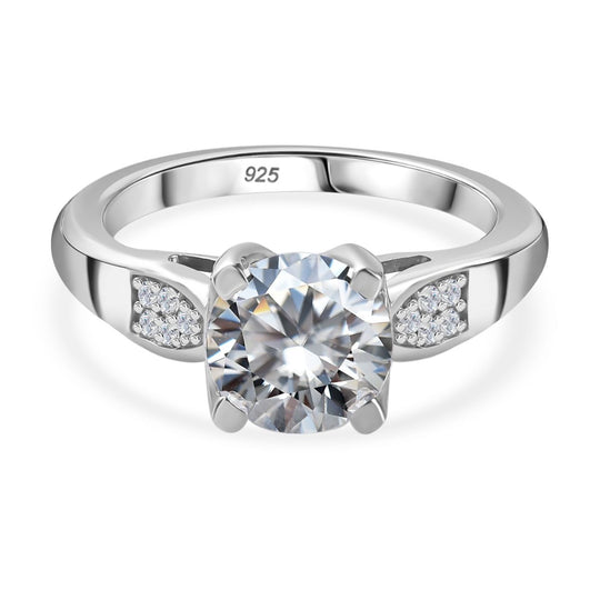 Moissanit Ring, 925 Silber rhodiniert (Größe 18.00) ca. 1.90 ct