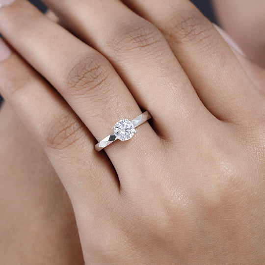 Moissanit Ring 925 Silber platiniert (Größe 21.00) ca. 0,90 ct