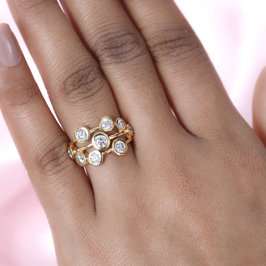 Moissanit Ring 925 Silber Gelbgold Vermeil (Größe 17.00) ca. 1,48 ct