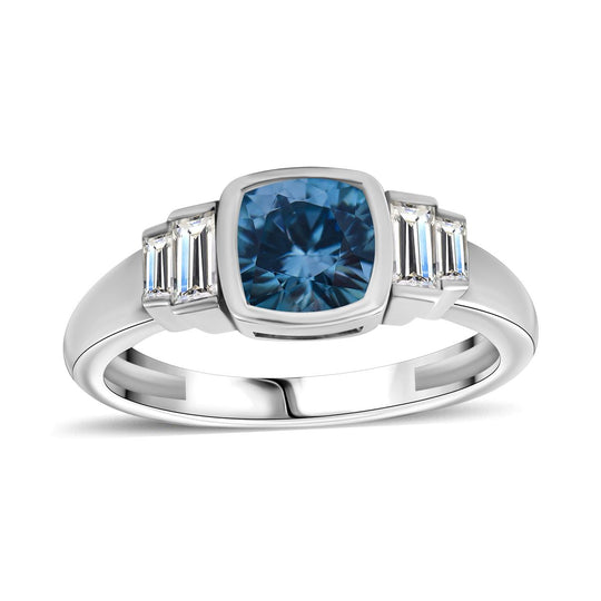 AA Blauer Zirkon, Weißer Zirkon Ring, 925 Silber rhodiniert, (Größe 19.00) ca. 1.83 ct