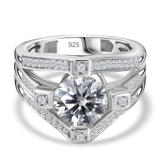 Moissanit Ring 925 Silber rhodiniert (Größe 18.00) ca. 2,27 ct