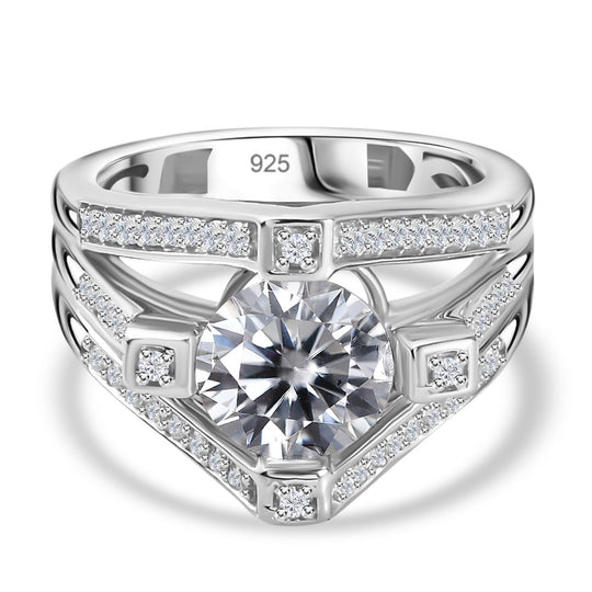 Moissanit Ring 925 Silber rhodiniert (Größe 18.00) ca. 2,27 ct