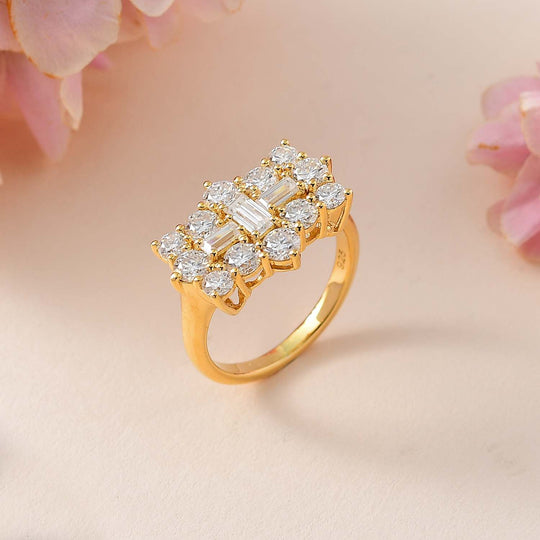 Moissanit Ring 925 Silber Gelbgold Vermeil (Größe 21.00) ca. 2,15 ct