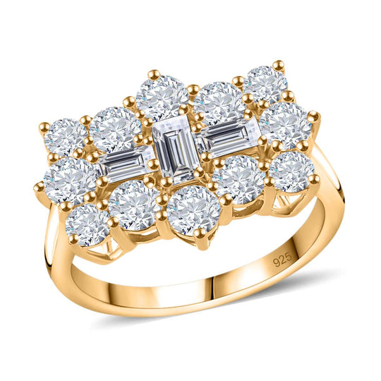 Moissanit Ring 925 Silber Gelbgold Vermeil (Größe 21.00) ca. 2,15 ct