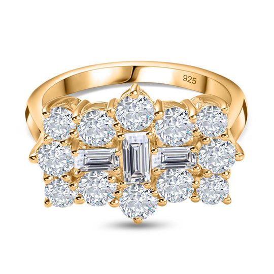 Moissanit Ring 925 Silber Gelbgold Vermeil (Größe 21.00) ca. 2,15 ct