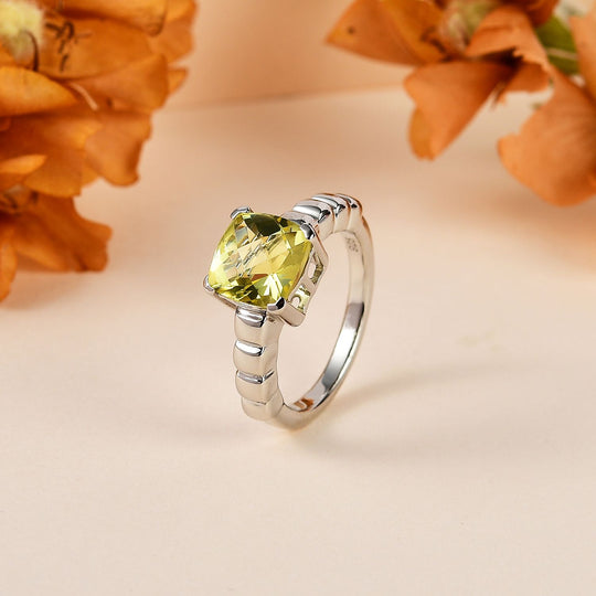 AAA Ouro Verde-Quarz Ring 925 Silber platiniert (Größe 20.00) ca. 2,10 ct