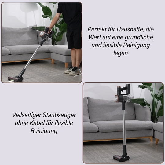 Allzweckschnurloser Staubsauger mit HEPA-Filter und Zubehör, 2000mAh wiederaufladbare Batterie, 25,5 x 24,5 x 114,3 cm, Gewicht 2,30kg