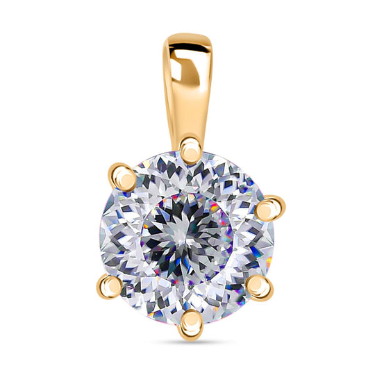 100 Facetten Moissanit Anhänger 925 Silber Gelbgold Vermeil ca. 1.01 ct