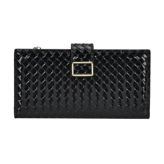 Geprägte PU-Leder Brieftasche mit gewebtem Muster und RFID-Schutz, Größe: 19.5x2.5x9.5cm, beige