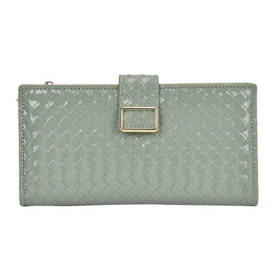 Geprägte PU-Leder Brieftasche mit gewebtem Muster und RFID-Schutz, Größe: 19.5x2.5x9.5cm, beige