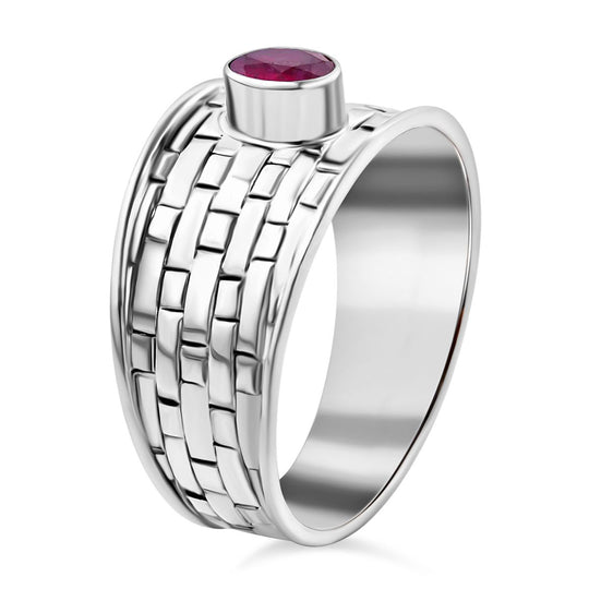 Royal Bali - Afrikanischer Rubin (Fissure gefüllt) Ring, 925 Silber (Größe 20.00) ca. 0.64 ct