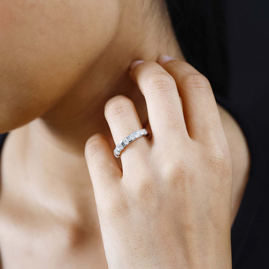 Moissanit Ring, 925 Silber platiniert, (Größe 20.00) ca. 0.71 ct
