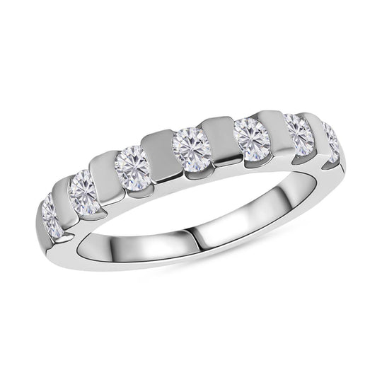 Moissanit Ring, 925 Silber platiniert, (Größe 20.00) ca. 0.71 ct